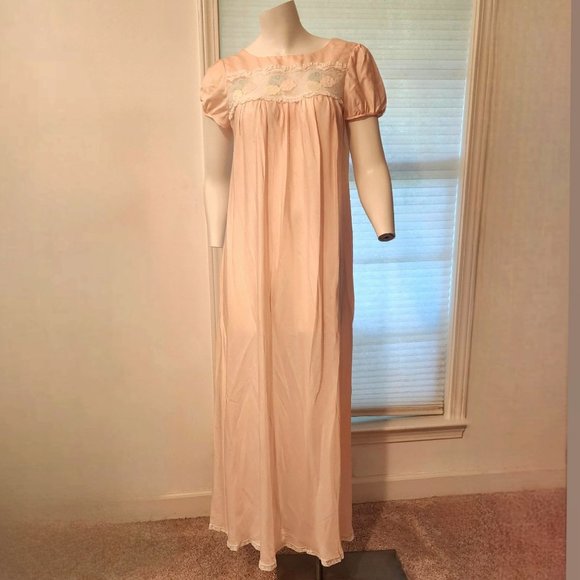 Vintage Christian Dior Nightgown Silk Long Lacy Retro Babydoll Womens Size S M